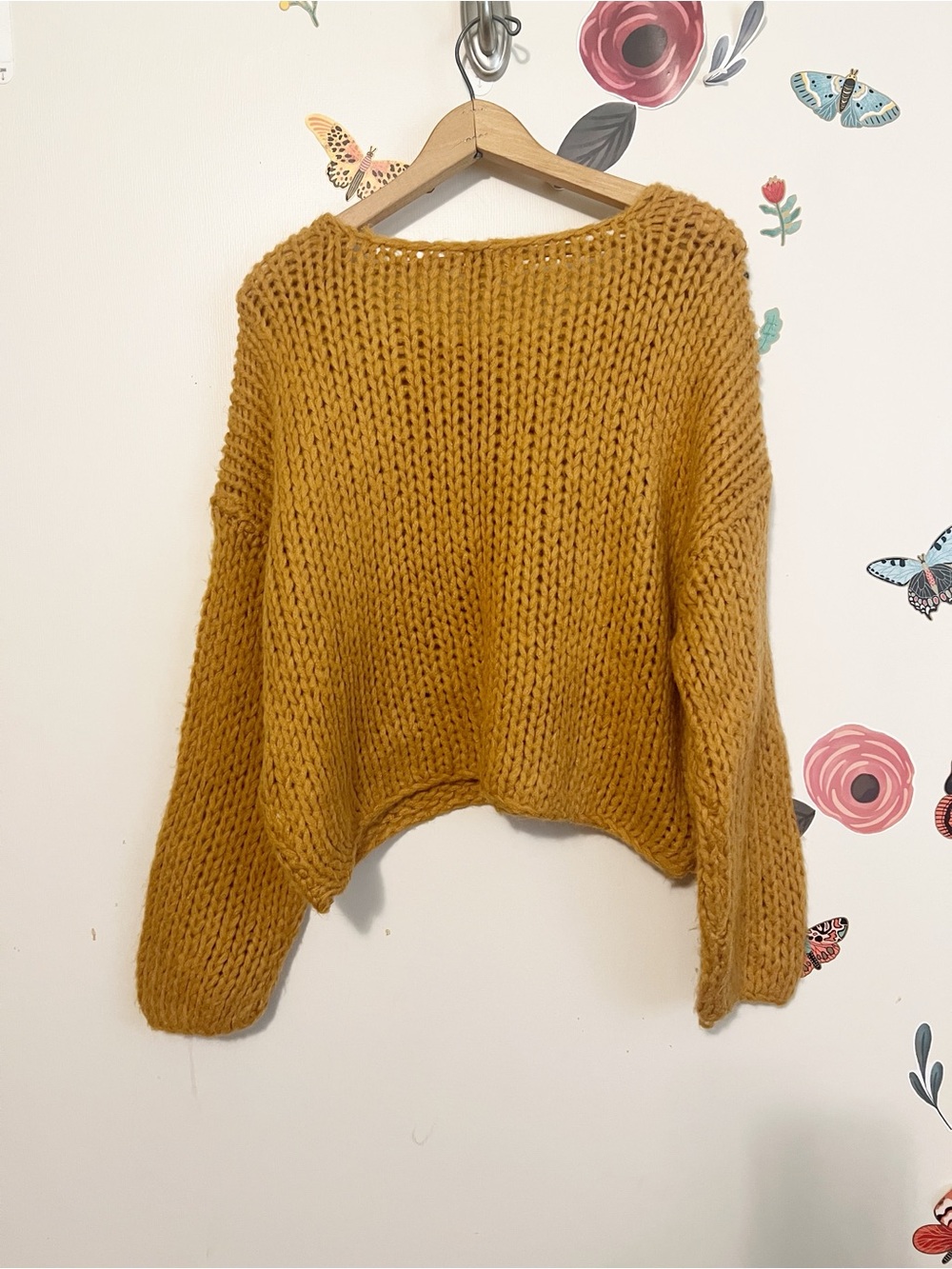 Amuse Society Mustard Chunky Cropped Crewneck Sweater - Picture 2 of 8